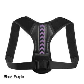 Adjustable Back Shoulder Posture Corrector Belt For Clavicle Spine Support Body Reshape Pain Relief From Neck; Back And Shoulder ( Buy A Size Up (Color: Black Purple, size: S(20-40KG))