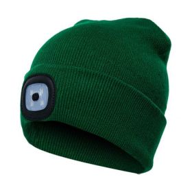 LED Knit Hat Button Cell Type Knitted Hat With Light Glowing (Color: Dark green, Style: B)