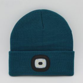 LED Knit Hat Button Cell Type Knitted Hat With Light Glowing (Color: Ink green, Style: B)