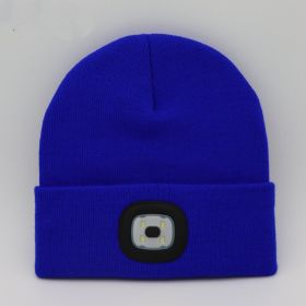 LED Knit Hat Button Cell Type Knitted Hat With Light Glowing (Color: Sapphire, Style: C)