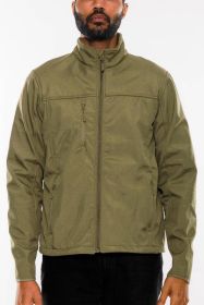 Mens Solid Soft Shell Storm Tech Jacket Coat (Color: Military green, size: XL)