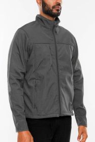 Mens Solid Soft Shell Storm Tech Jacket Coat (Color: Dark Grey, size: L)