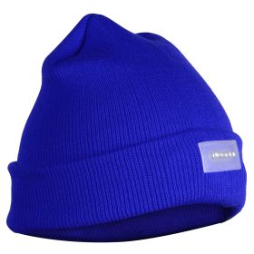 Unisex 5 LED Knitted Beanie Winter Warm Hat Camping Jogging Running Cap Headlamp (Color: Blue)